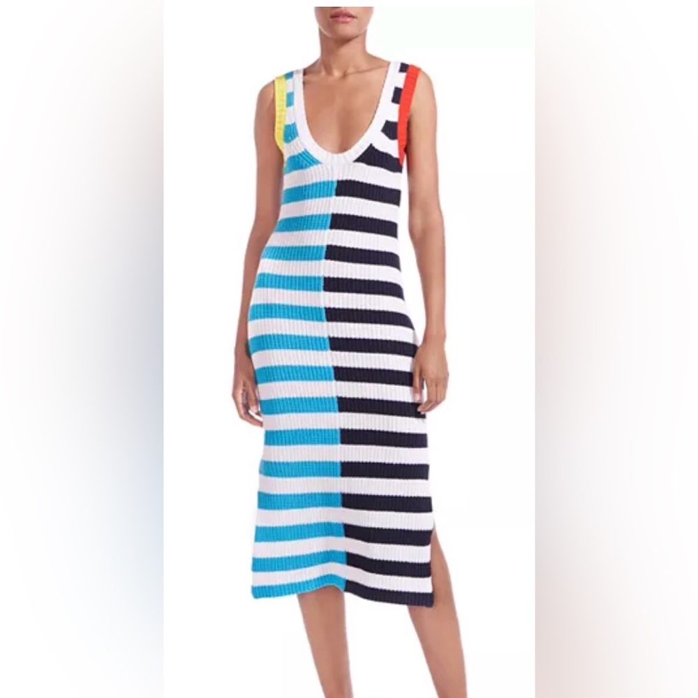Staud Seashore Striped Knit Dress